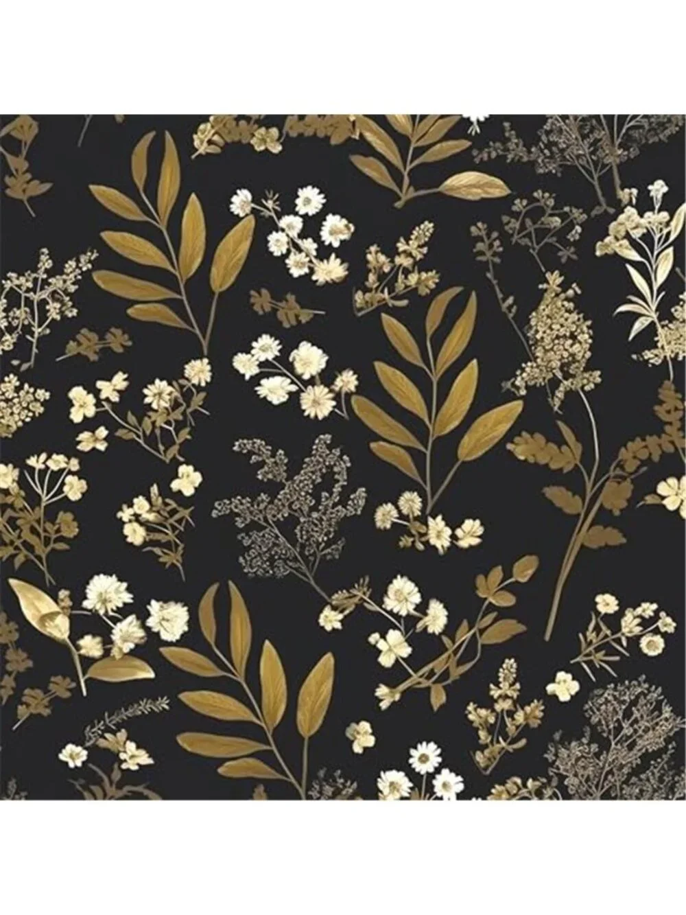 Vintage Floral Peel and Stick Wallpaper 17.5'' x 78.7'', Black Gold